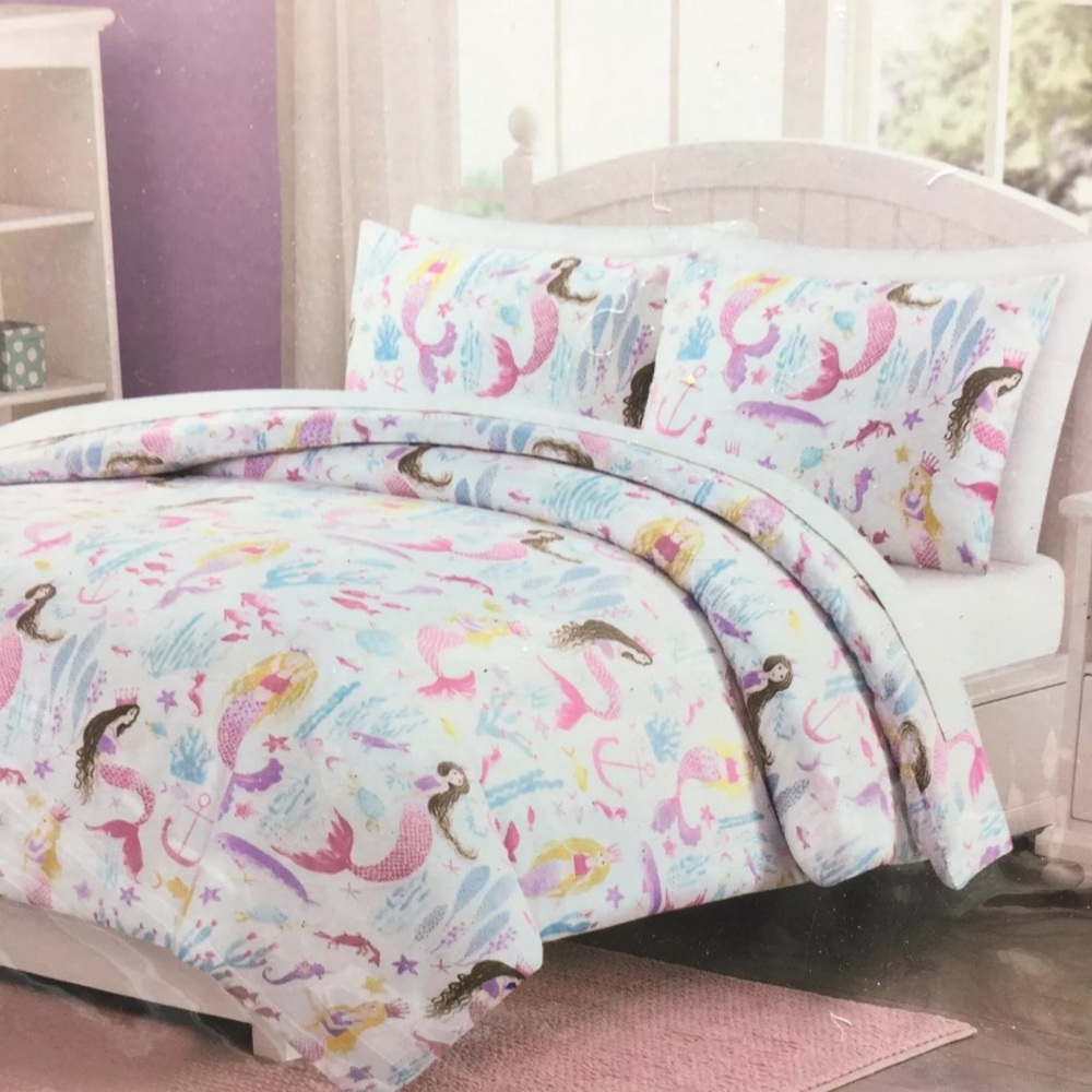Mermaid Print Bedding Set - Multicolor
